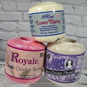 Crochet‎ Thread Lot of 3 New JP Coats Aunt Lydias Royale
